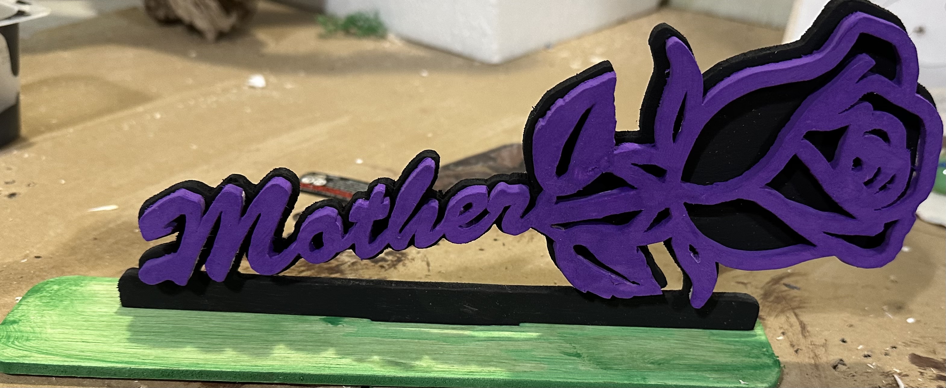 Scroll-saw mother figure cutout